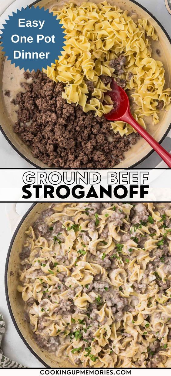 Creamy Ground Beef Stroganoff (Made in just 30 Minutes) - Cooking Up Memories
