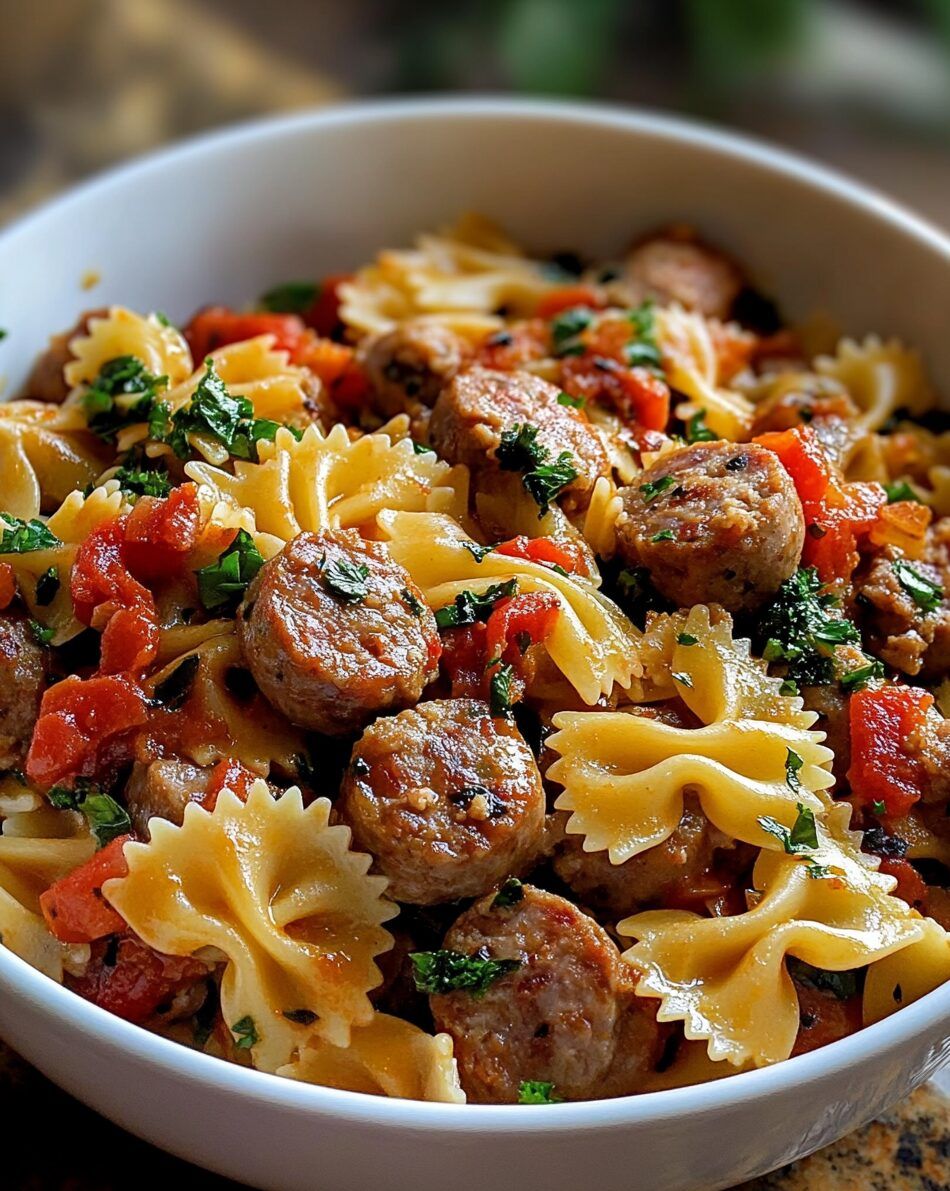Italian Sausage with Bow Tie Pasta - Recipessin