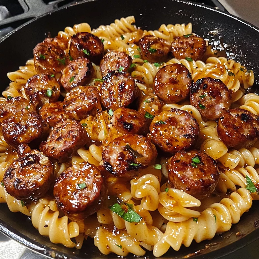 Sticky Honey Garlic Sausage Pasta Skillet: A Flavorful One-Pan Wonder