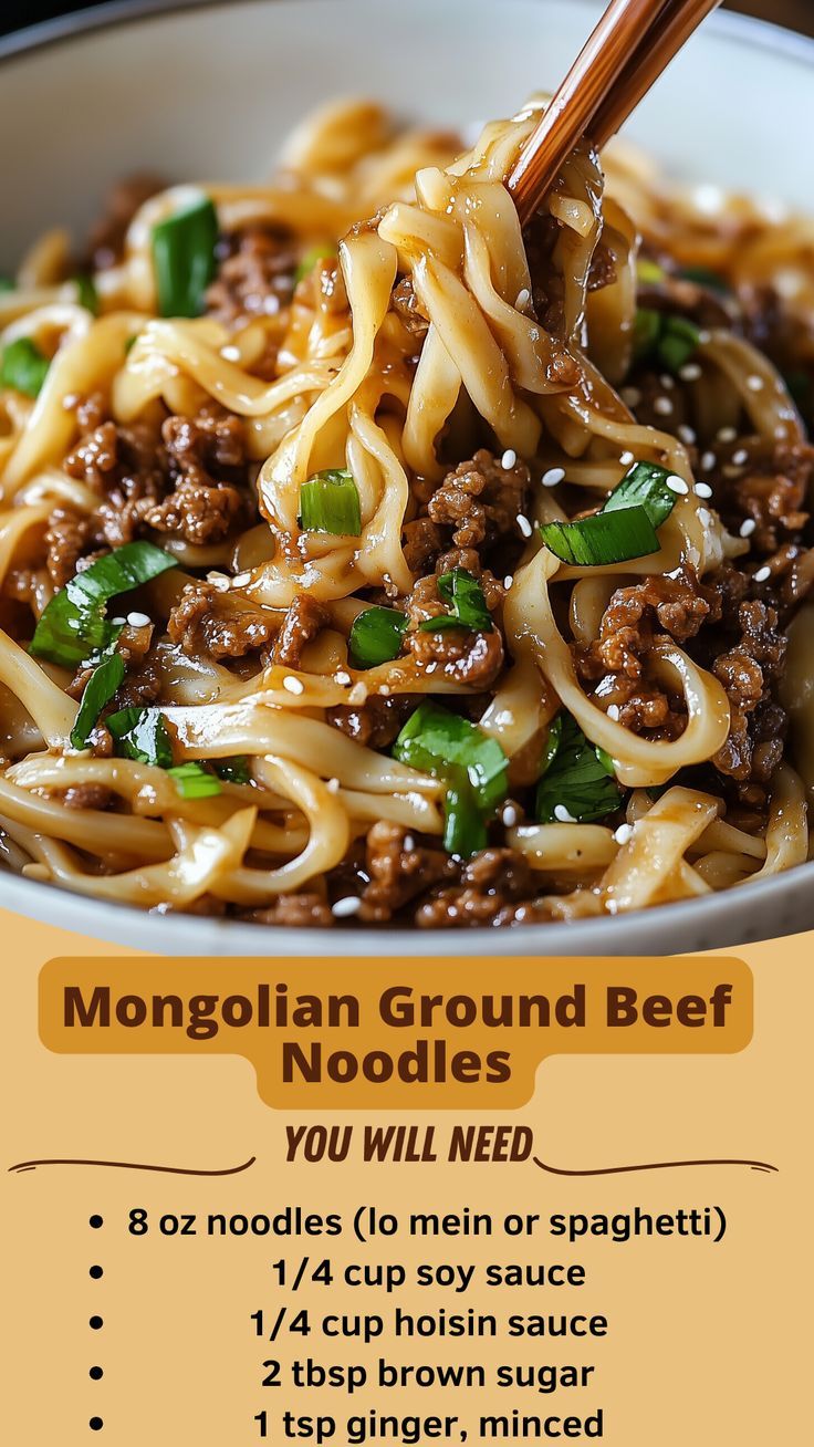 Mongolian Ground Beef Noodles