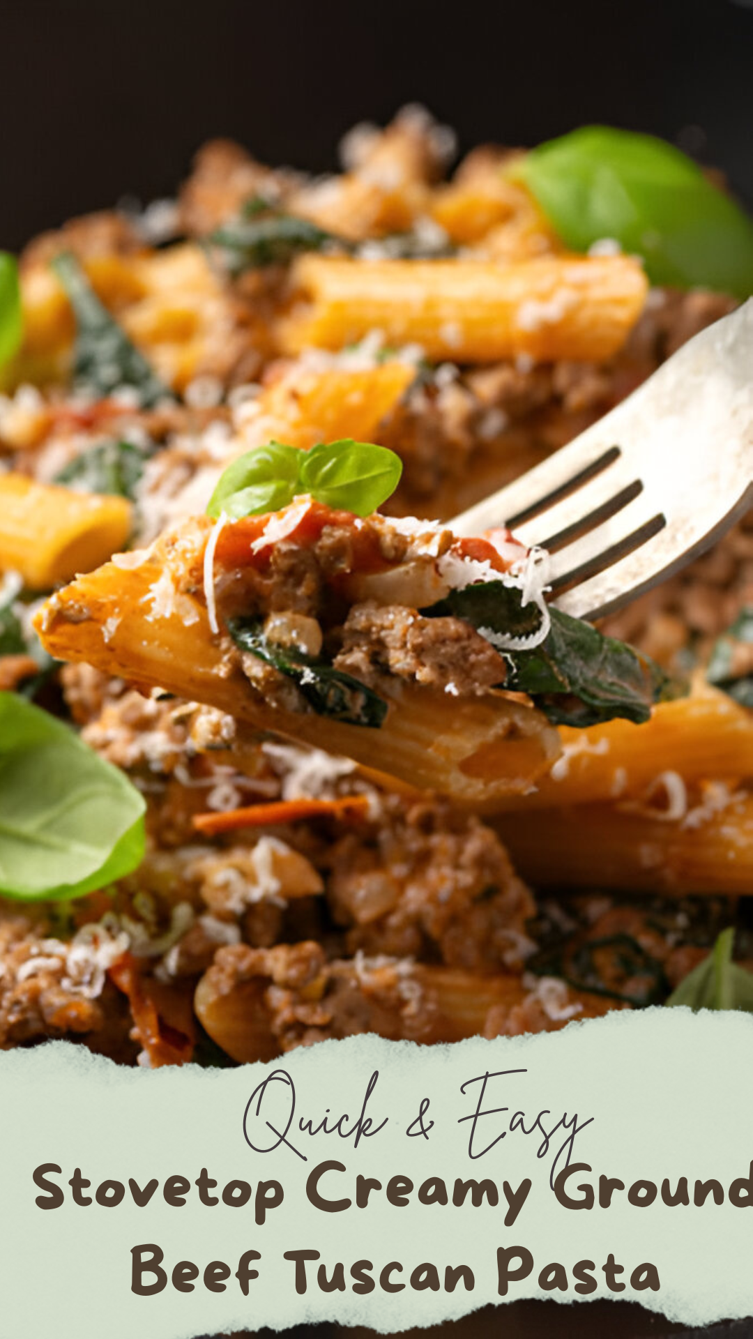 Stovetop Creamy Ground Beef Tuscan Pasta