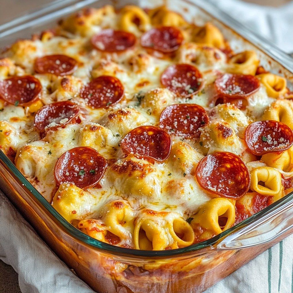 Cheese Tortellini Pepperoni Pizza Casserole