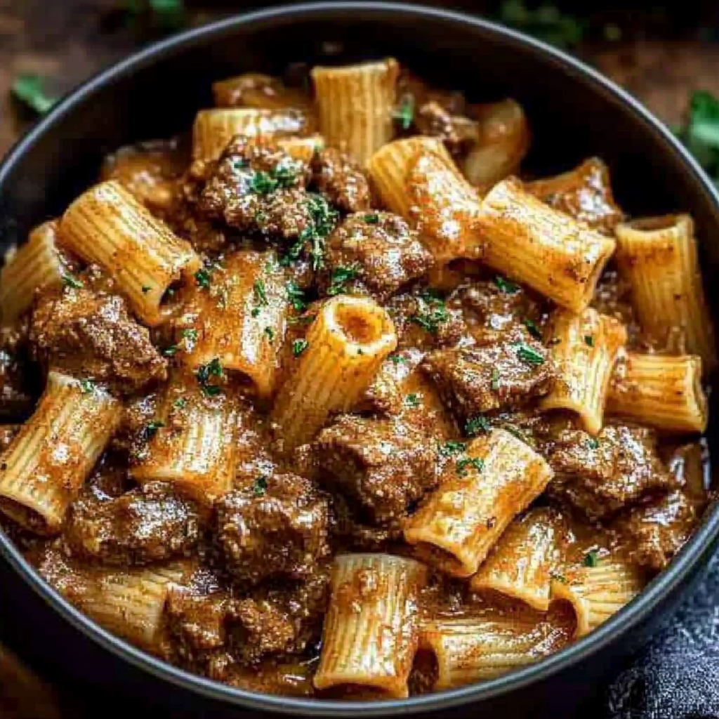 Beef Pasta in a Creamy Garlic Sauce