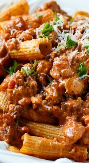 Italian Sausage Rigatoni with Spicy Cream Sauce
