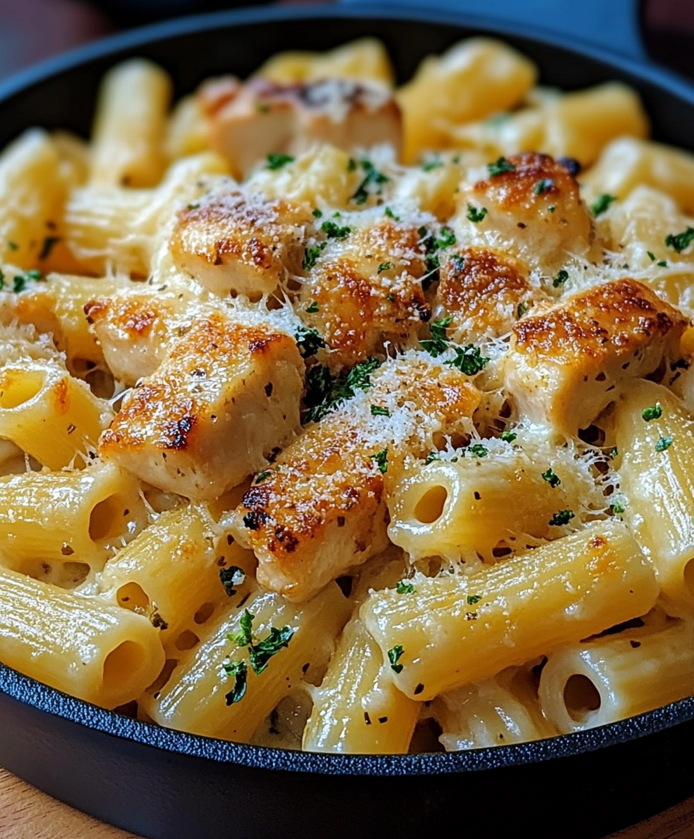 Garlic Butter Chicken with Rigatoni and Parmesan: A Flavorful Comfort Dish 🍗🧄🍝