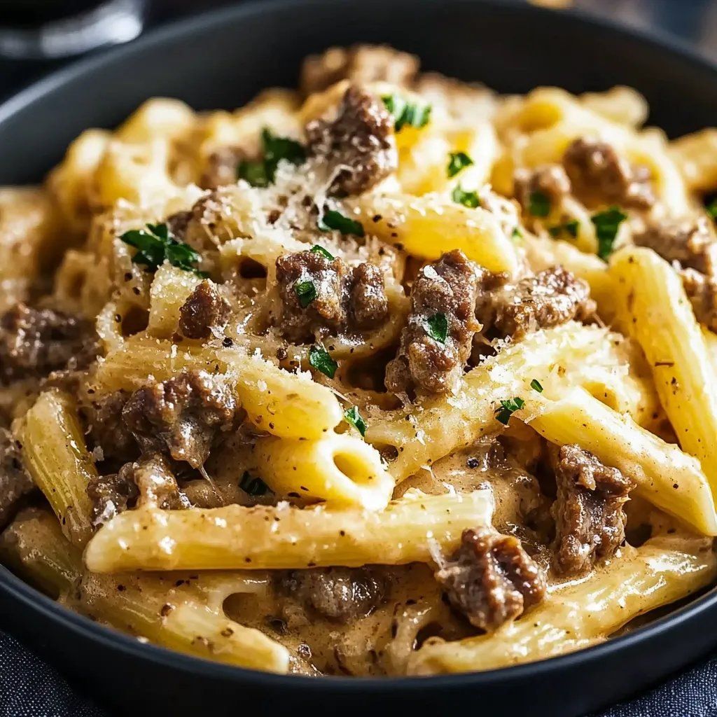 Creamy Garlic Beef Pasta - My Homemade Recipe