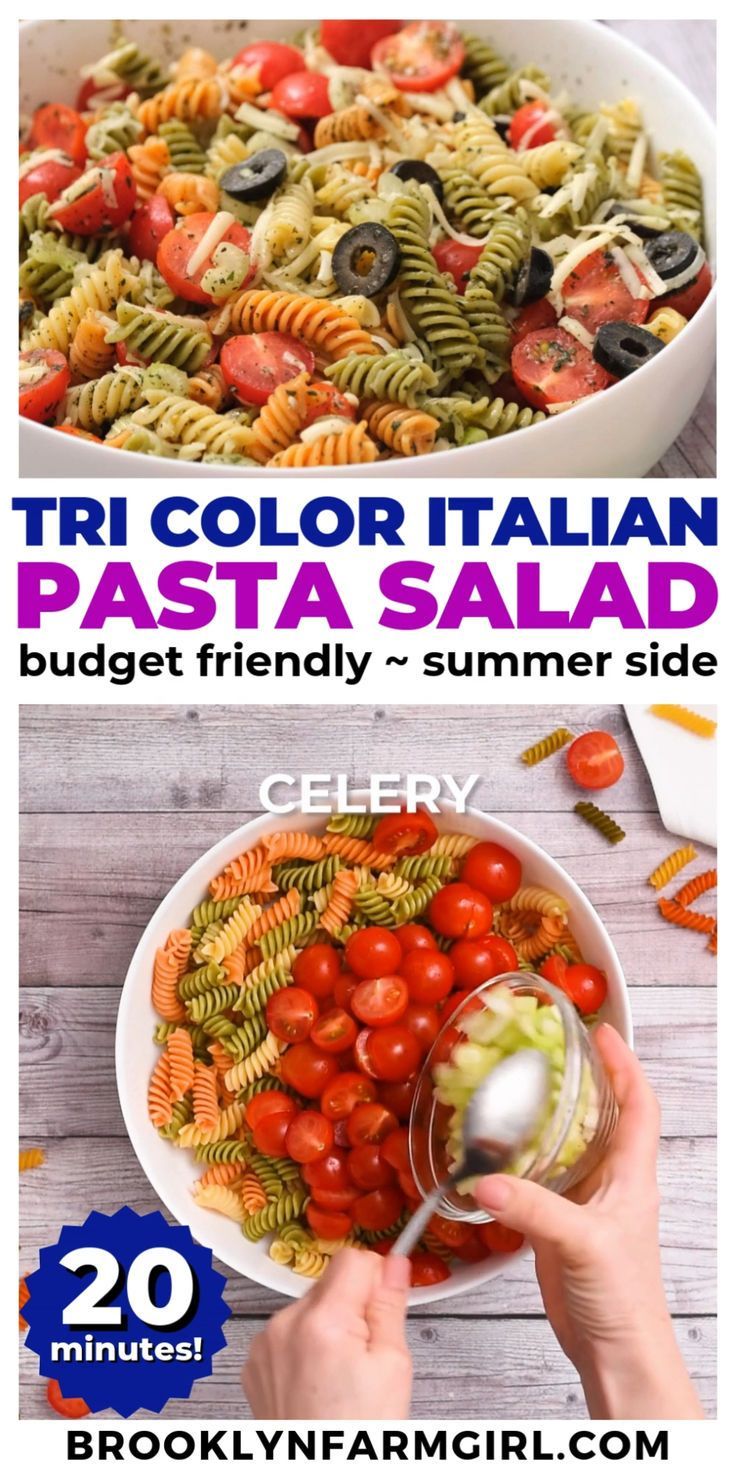 Tri Color Italian Pasta Salad (budget-friendly summer side dish!)