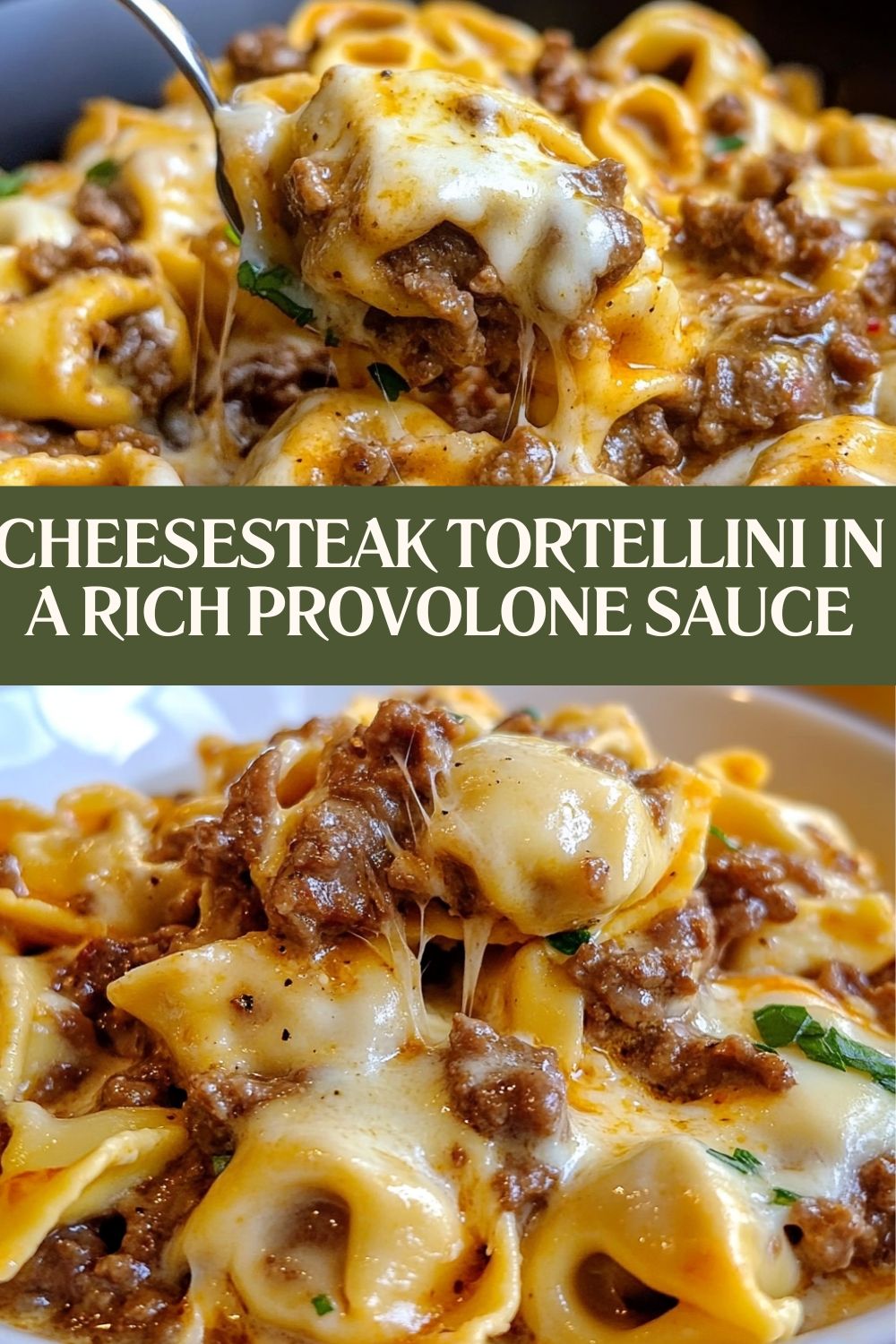 🥩 Cheesesteak Tortellini in a Rich Provolone Sauce