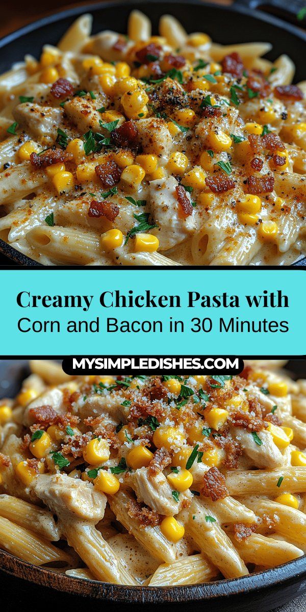 Creamy Chicken Pasta with Corn and Bacon in 30 Minutes