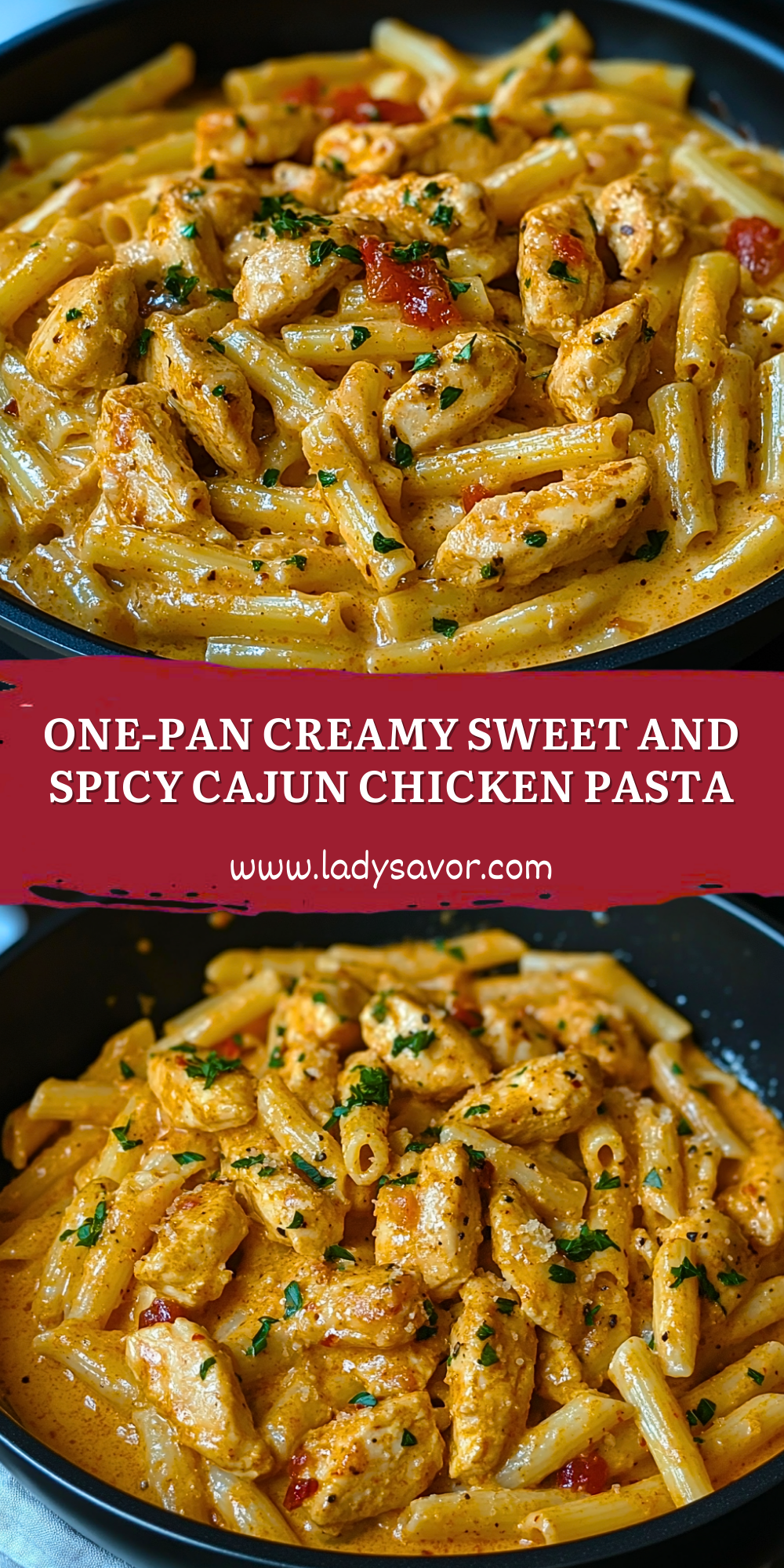 One-Pan Creamy Sweet and Spicy Cajun Chicken Pasta