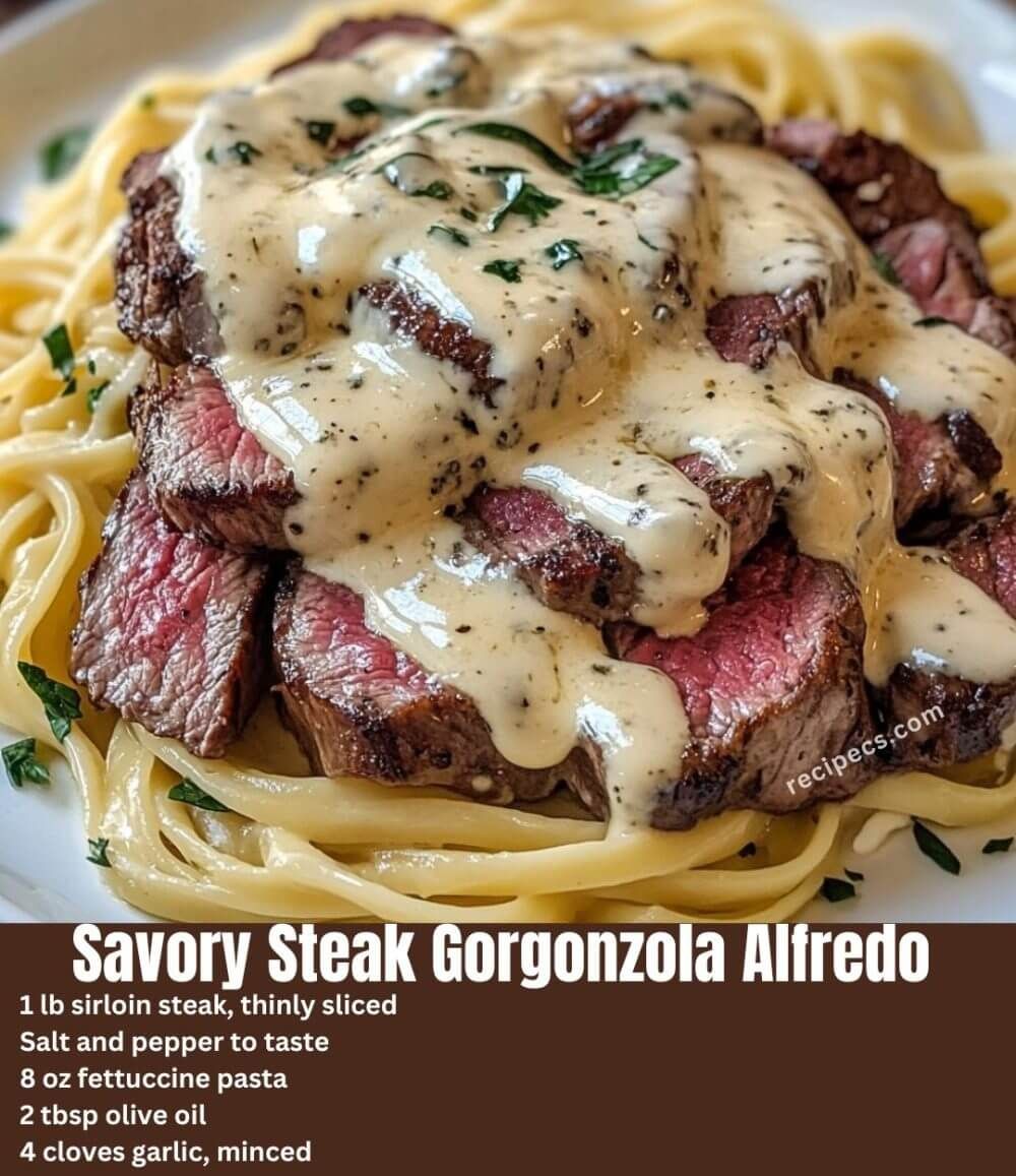 Savory Steak Gorgonzola Alfredo with Creamy Parmesan Sauce: A Rich and Indulgent Pasta Dish