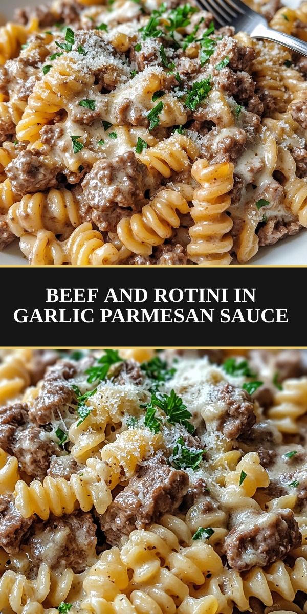 Beef and Rotini in Garlic Parmesan Sauce