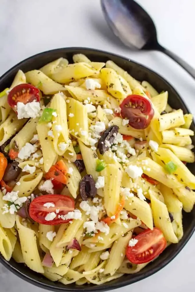Greek Pasta Salad Recipe (Gluten Free!)