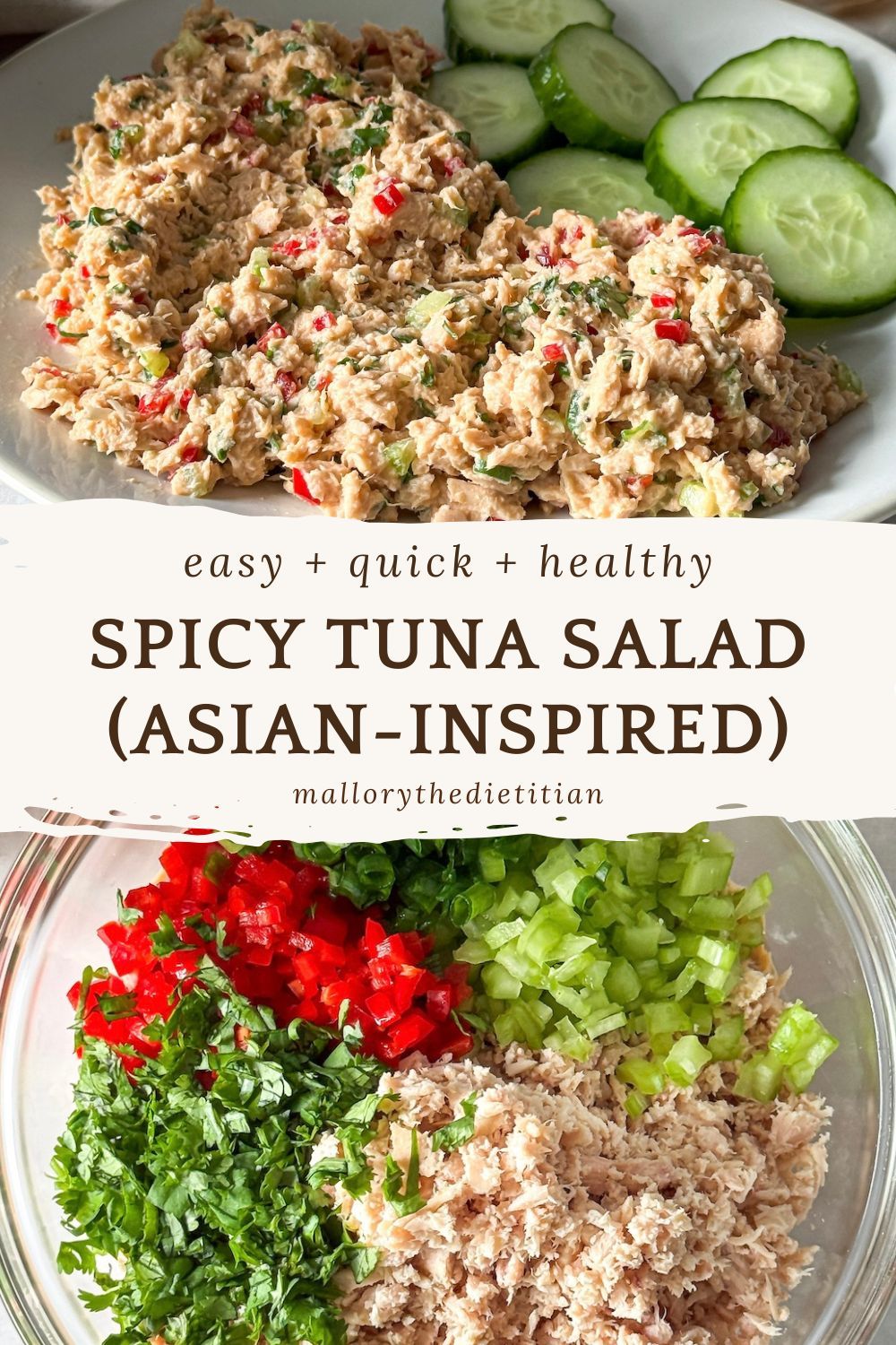 Spicy Tuna Salad (Asian-Inspired), dietitian recipe for healthy spicy tuna salad (high protein)