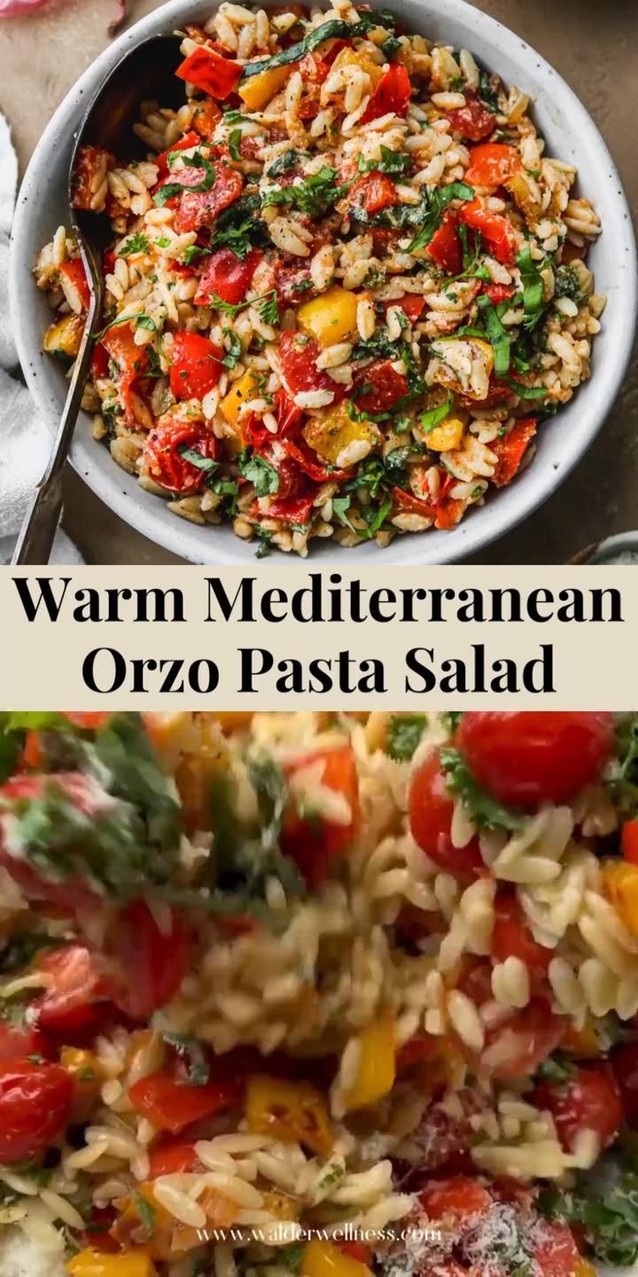 Warm Mediterranean Orzo Pasta Salad | Walder Wellness, RD