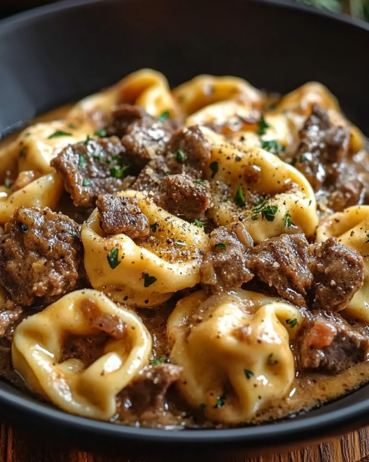 Cheesesteak Tortellini in a Rich Provolone Sauce Recipe
