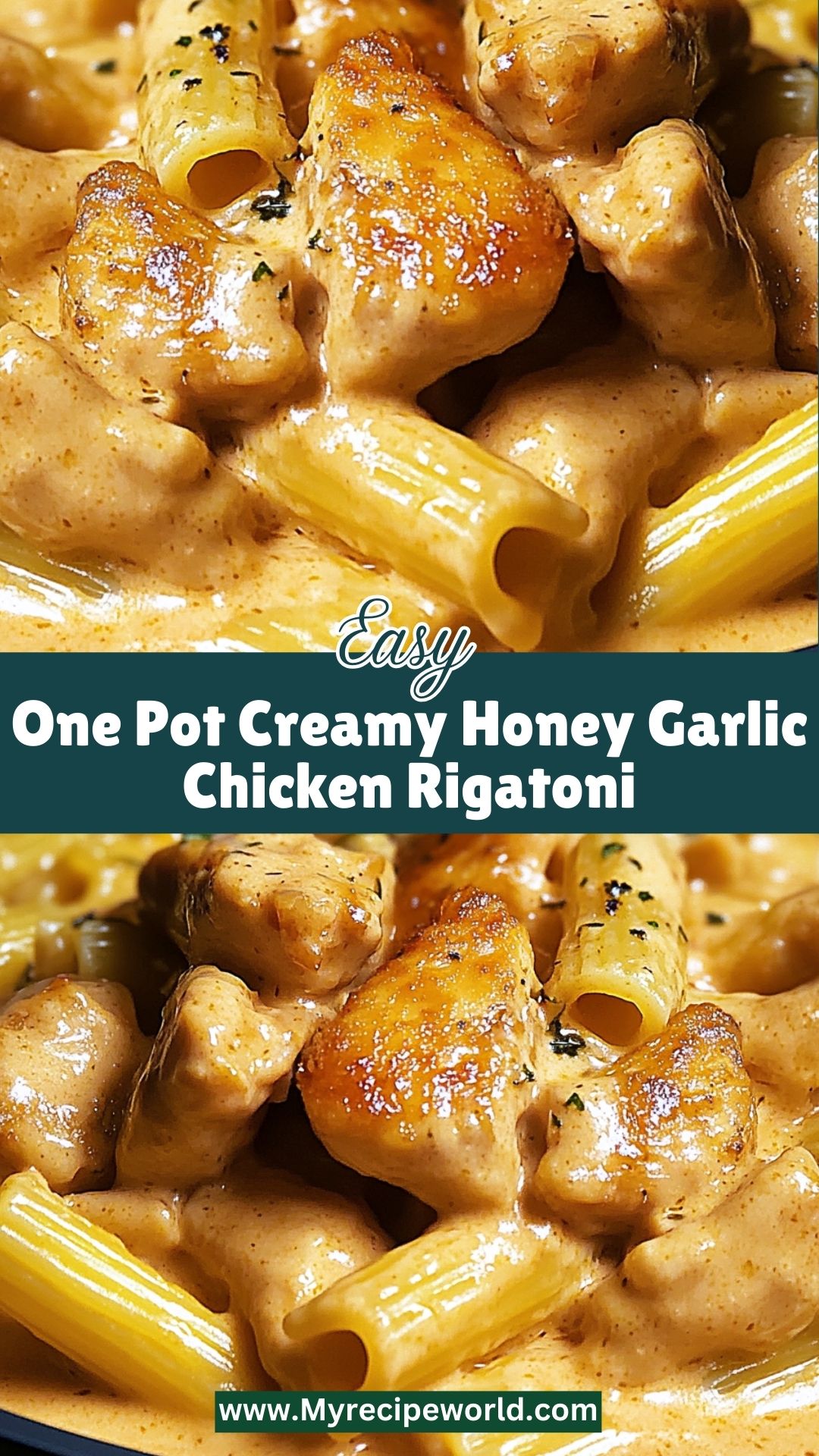 One Pot Creamy Honey Garlic Chicken Rigatoni