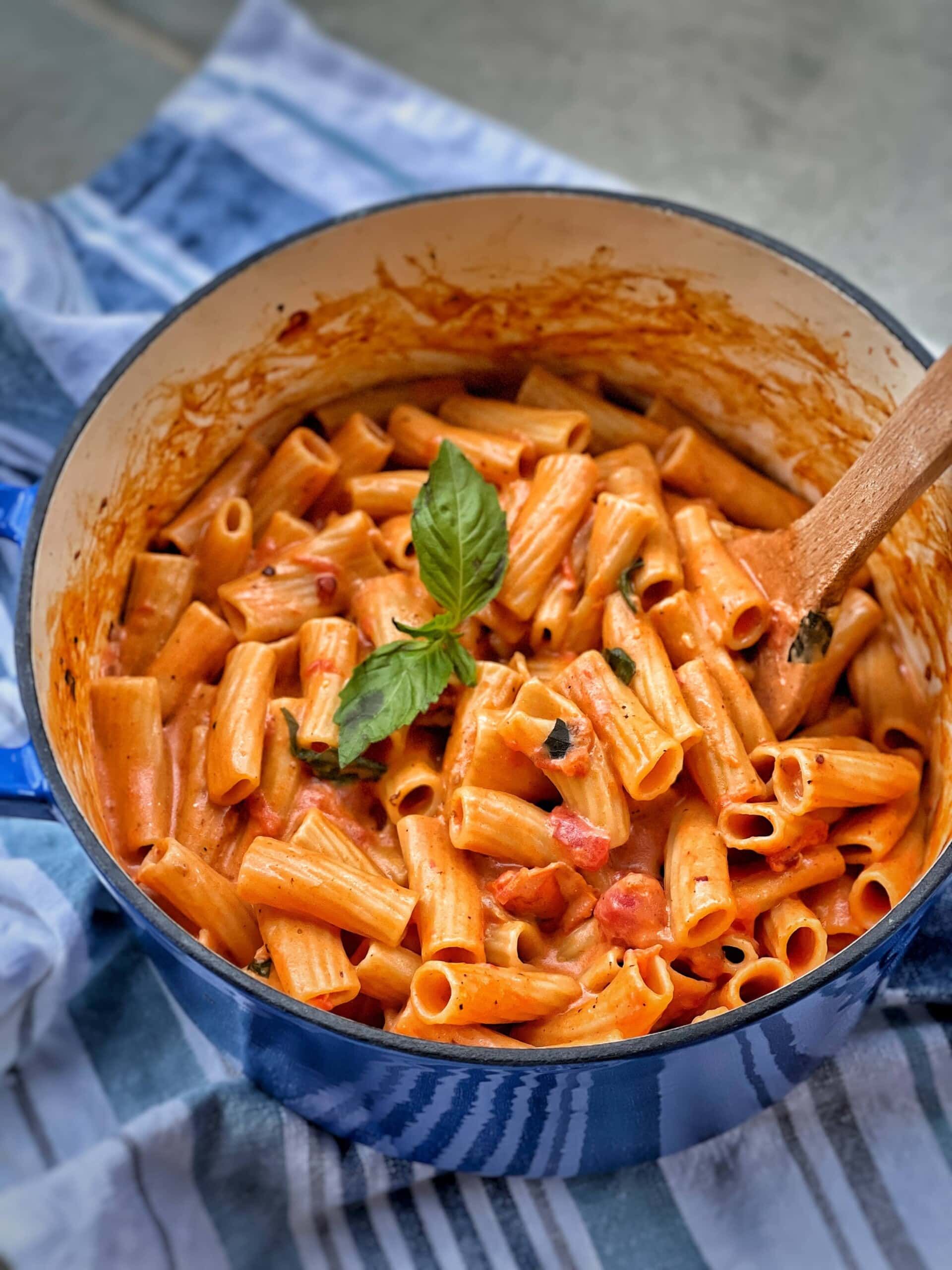 One Pot Rigatoni in Pink Sauce
