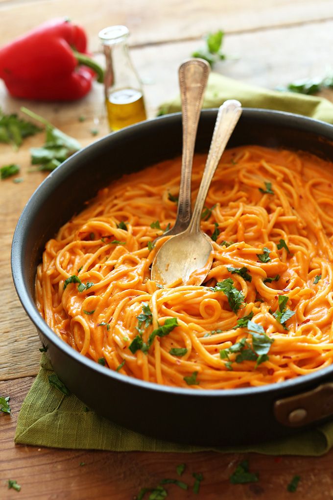 Vegan Roasted Red Pepper Pasta (GF)