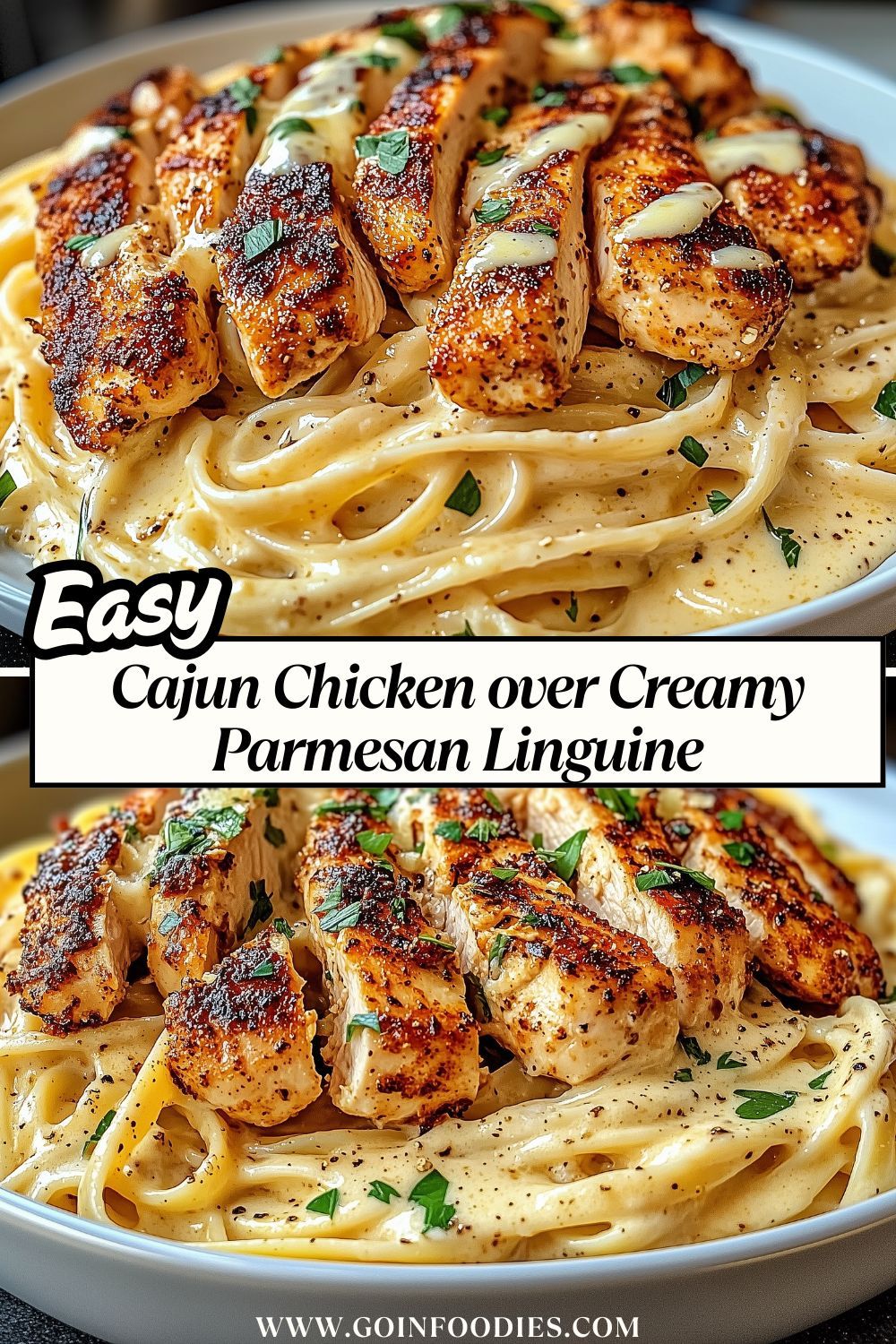 🔥🍗 Cajun Chicken over Creamy Parmesan Linguine