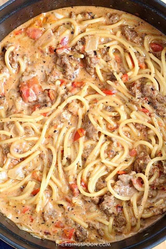 Creamy One-Pot Spaghetti with Italian Sausage