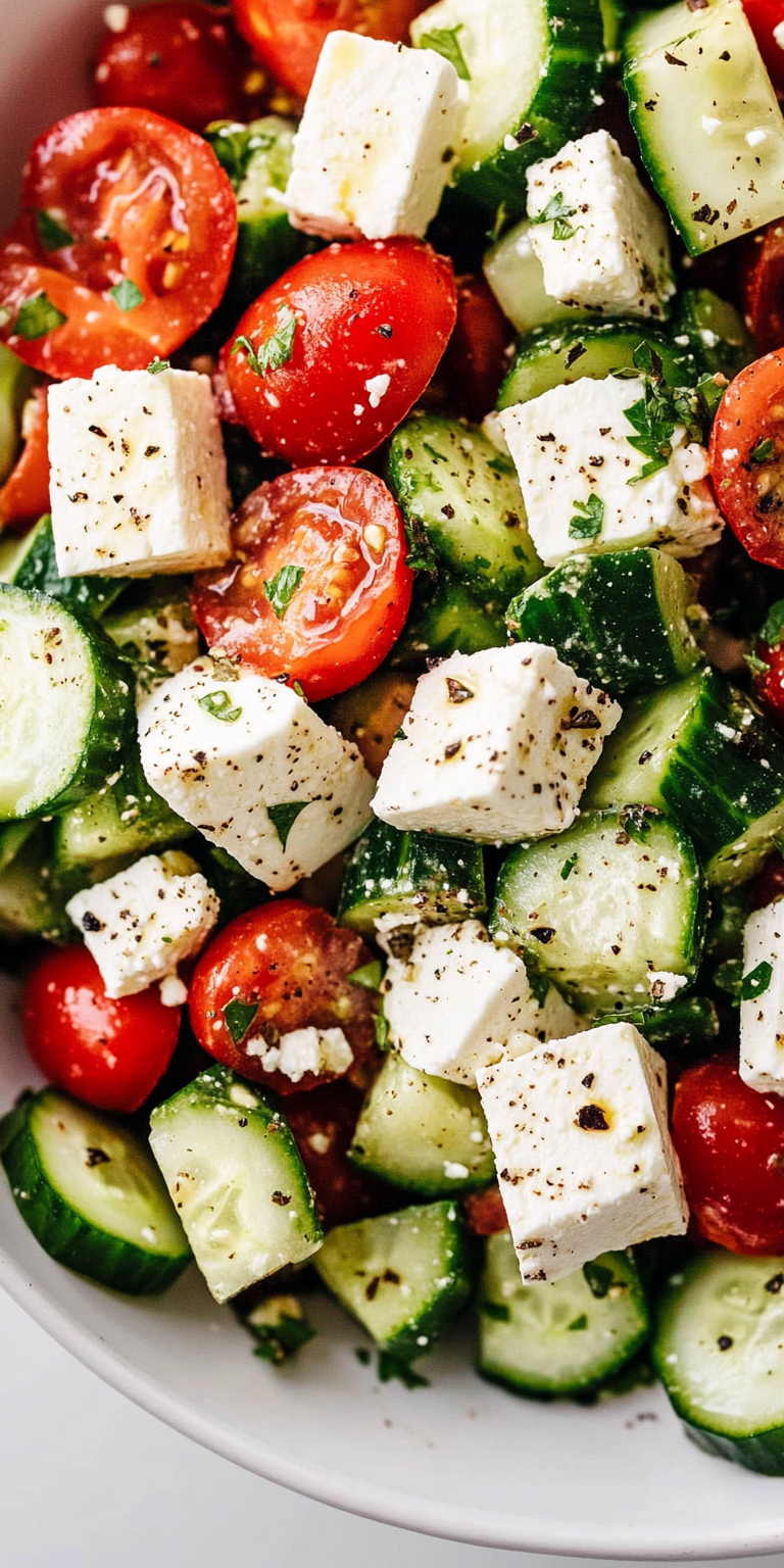 Easy Greek Cucumber Tomato Feta Salad