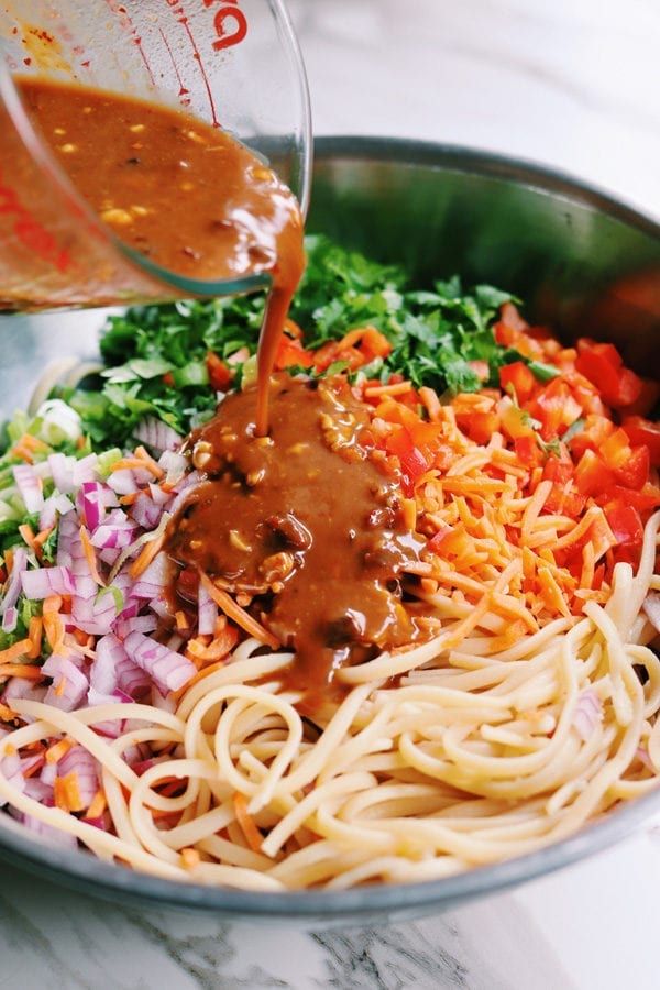 Cold Thai Noodle Salad Recipe with Sesame Peanut Sauce