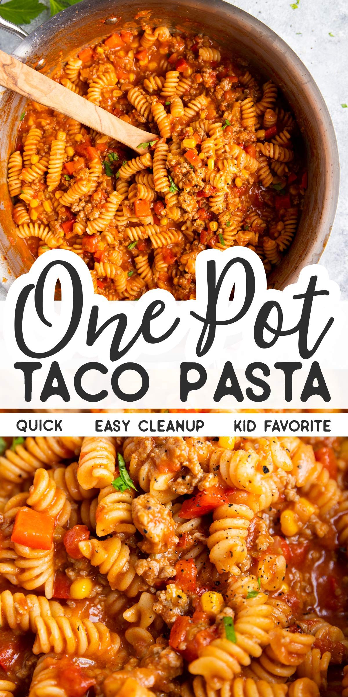 One Pot Cheesy Taco Pasta