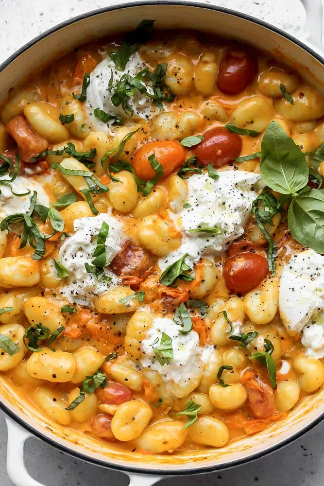 30-Minute Creamy Tomato Gnocchi with Burrata Recipe | The Feedfeed
