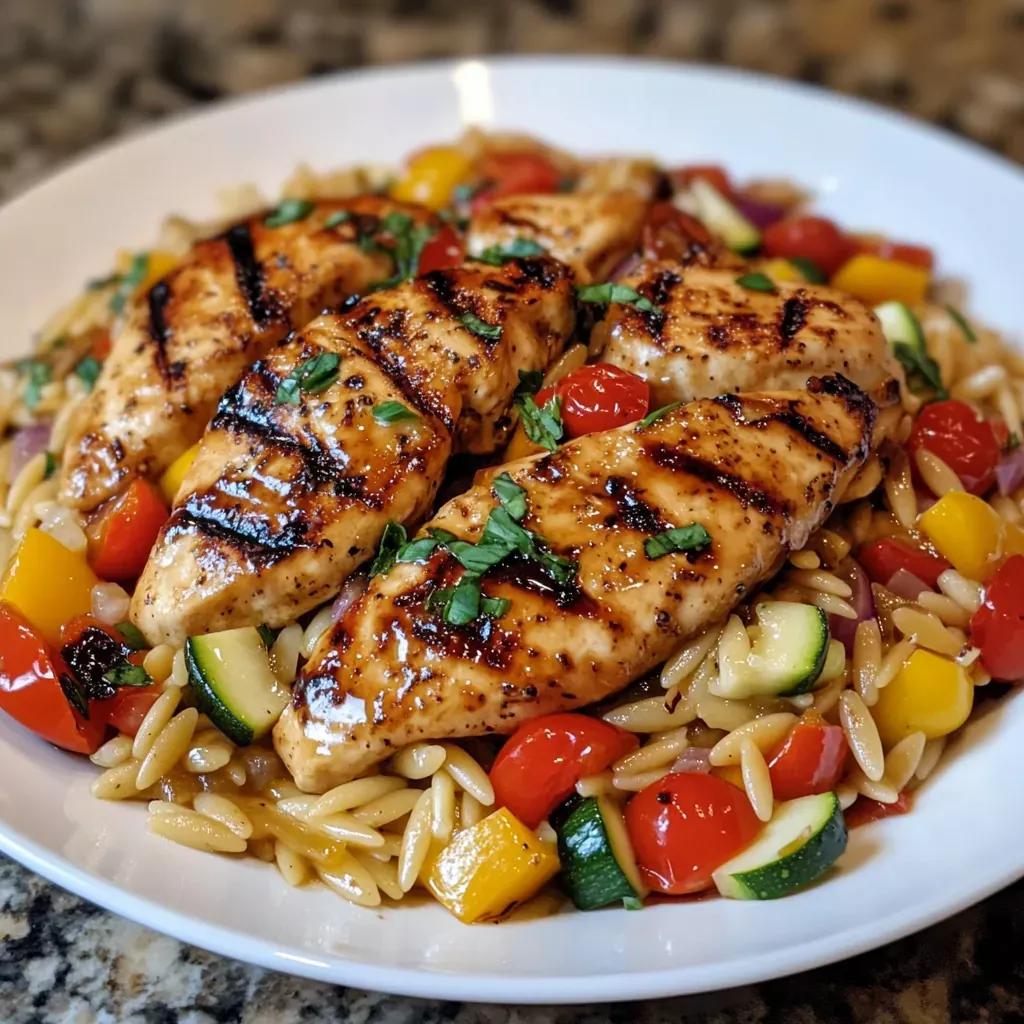 Easy Balsamic Chicken & Veggie Orzo - Averyrecipes