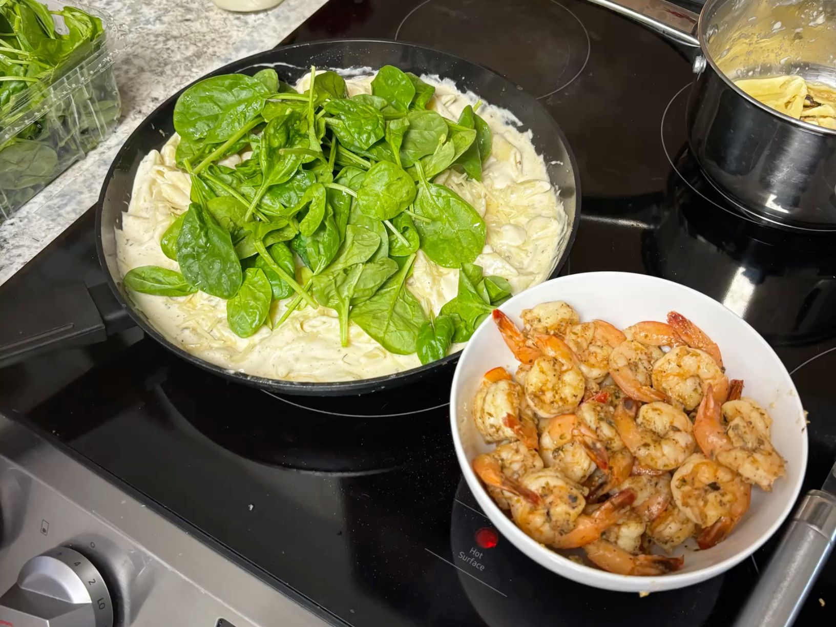 shrimp & spinach pasta